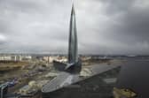 A view of the business tower Lakhta Centre, the headquarters of Russian gas monopoly Gazprom in St. Petersburg, Russia, Wednesday, April 27, 2022. Russia's Gazprom state-controlled energy giant said it will shut down the Nord Stream 1 natural gas pipeline to Germany for three days of maintenance starting Wednesday, raising economic pressure on Germany and other European countries that depend on the fuel to power industry, generate electricity and heat homes.