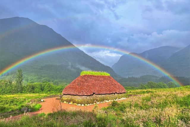 The turf and creel house in Glencoe has been reconstructed by archaeologist for National Trust for Scotland following excavations at the remains of a nearby township. PIC: Guy Veale.