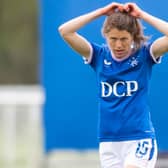 GLASGOW, SCOTLAND - MAY 09: Rangers Lizzie Arnott in action during a Scottish Women's Premier League match between Rangers and Glasgow City at the Rangers Training Centre, on May 09, 2021, in Glasgow, Scotland. (Photo by Mark Scates / SNS Group)