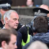 Former Rangers chief executive Charles Green leaves court in 2015 surrounded by police. Picture: Jeff J Mitchell/Getty Images