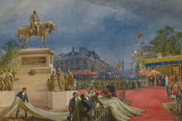 The Queen attending the unveiling of the Memorial to the Prince Consort in Edinburgh, 17 August 1876