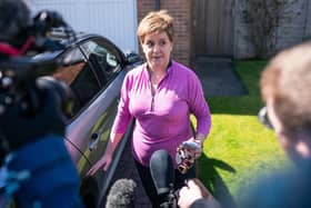 Former first minister Nicola Sturgeon leaving her home last week. Photo by Peter Summers/Getty Images