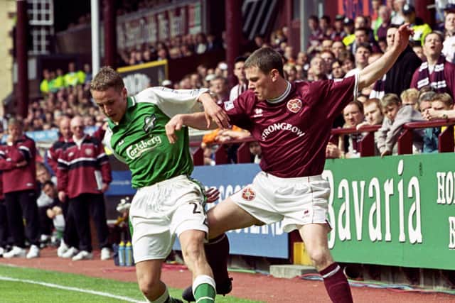 Tam McManus in action for Hibs in the Edinburgh derby. Picture: SNS