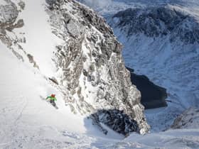 Robert Thomson dropping into Diagonal Gully on Cairn Gorm PIC: Nadir Khan