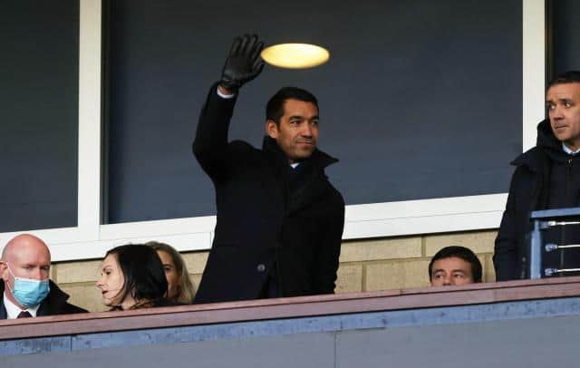 New Rangers' manager Giovanni van Bronckhorst takes his seat during a Premier Sports Cup semi-final match between Rangers and Hibernian at Hampden Park, on November 21, 2021, in Glasgow, Scotland. (Photo by Craig Williamson / SNS Group)