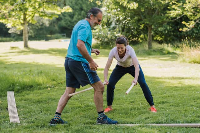 A WildStrong outdoor group movement class in action in Fife. Picture: Rebecca Thompson Photography