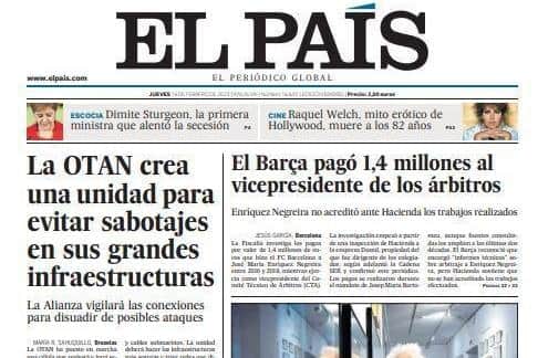 Nicola Sturgeon's resignation was on the front page of Spanish newspaper El Pais