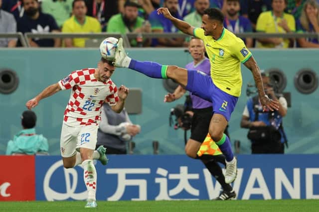 Josip Juranovic was hugely impressive as Croatia reached the last four of the World Cup, defeating Brazil on penalties. (Photo by ADRIAN DENNIS/AFP via Getty Images)