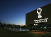 The Fifa World Cup Qatar 2022 logo is projected on the facade of the Algiers Opera House in the Algerian capital.