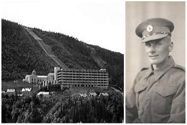 The Vemork hyrdo power plant in Norway where Nazis had the capability to produce 'heavy water' required to make an atomic bomb and  Corporal James Dobson Cairncross, 9th (Airborne) Field Company, Royal Engineers who was one of nine Scots sent to destroy the plant. He survived the crash landing of the Operation Freshman gilders but was murdered by the Gestapo in Stavanger a few days after capture, either by gunfire or a morphine injection. Corporal Cairncross came from Hawick and was 22 years old. His body was thrown in the sea by the Germans and has never been recovered. Photo courtesy of the Per Johnsen Archive/CC.
