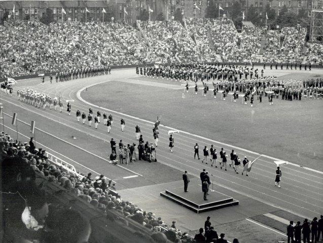 Crowds enjoy the 1970 Commonwealth Games Opening Ceremony.