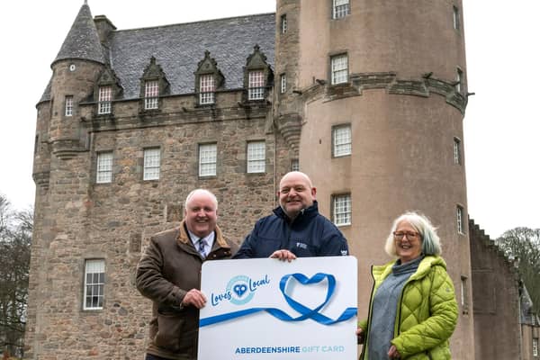 Pictured at Castle Fraser are Cllrs Alan Turner and Isobel Davidson, chair and vice-chair of our Infrastructure Services Committee, with Iain Hawkins, National Trust for Scotland Regional Director for North East.