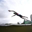 Jonathan Brownlee, of Britain, competes during the mixed relay triathlon in Tokyo, Japan. Picture: Antonio Bronic/AP