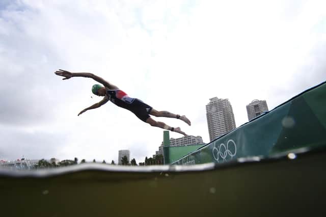 Jonathan Brownlee, of Britain, competes during the mixed relay triathlon in Tokyo, Japan. Picture: Antonio Bronic/AP