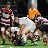 Southern Knights' Jacob Henry scores his side's third try in the win over Stirling County. (Photo by Ross Parker / SNS Group)