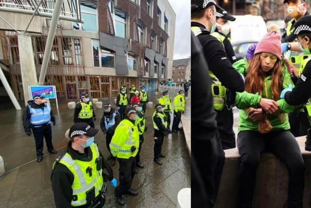 Anti-lockdown protest took place outside Edinburgh Scottish Parliament building on Monday picture: JPI Media/Lisa Ferguson