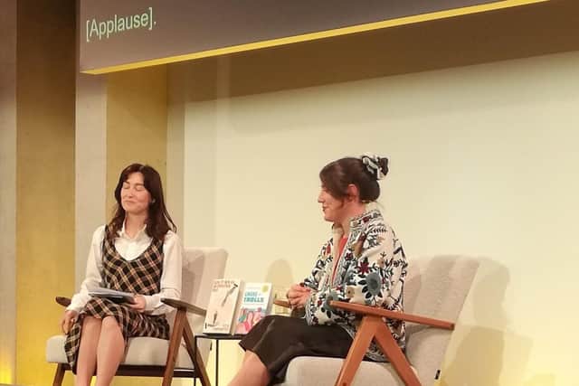 Applause! Author Marianna Spring (right) with Maddison Connaughton at the Edinburgh Bookfest