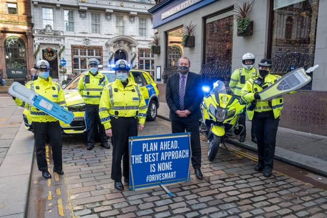 Transport Minister Graeme Dey and Chief Superintendent Louise Blakelock from Police Scotland at the launch of the festive drink and drug-drive crackdown.