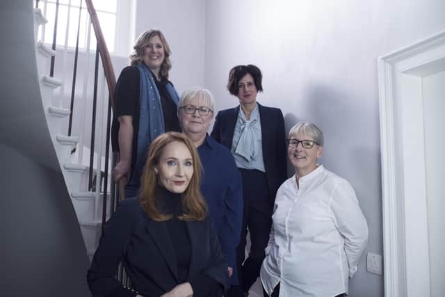 L to R:  Susan Smith, J.K. Rowling, Johann Lamont, Margaret McCartney, Rhona Hotchkiss. Picture, Nicole Jones