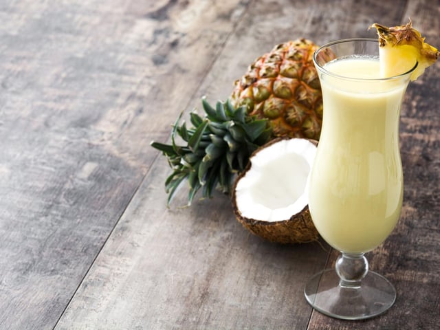 More closely associated with holidays on sunny beaches, the Pina Colada is also a popular festive tipple. Blend 120ml pineapple juice, 60ml white rum and 60ml coconut cream. Pour into a tall glass with ice and garnish with a wedge of pineapple (and a cocktail umbrella if you must).