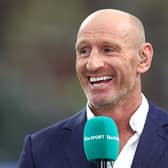 Ex Welsh Rugby player Gareth Thomas is now working as a TV Pundit . (Photo by Michael Steele/Getty Images)