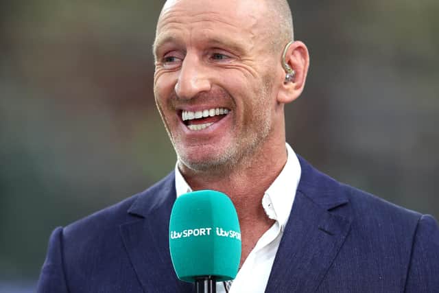 Ex Welsh Rugby player Gareth Thomas is now working as a TV Pundit . (Photo by Michael Steele/Getty Images)
