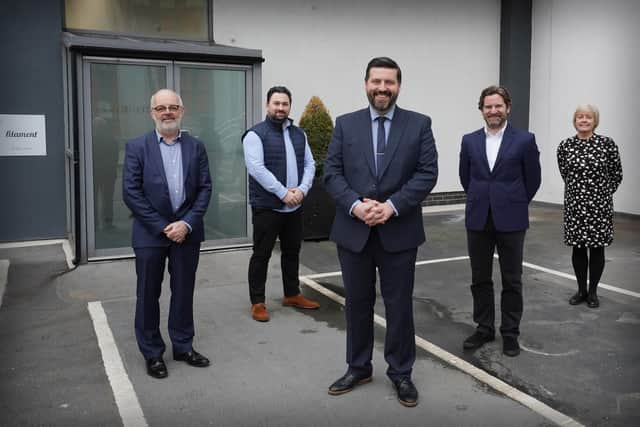 Paul Winstanley, Gregor Aikman, Jamie Hepburn MSP, Paul Wilson and Linda Hanna at STAC in Glasgow. Picture: Stewart Attwood