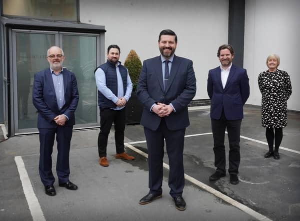 Paul Winstanley, Gregor Aikman, Jamie Hepburn MSP, Paul Wilson and Linda Hanna at STAC in Glasgow. Picture: Stewart Attwood