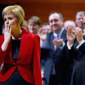 Nicola Sturgeon's first key note speech as SNP party leader at the party's annual conference on November 15, 2014 in Perth, Scotland.