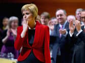 Nicola Sturgeon's first key note speech as SNP party leader at the party's annual conference on November 15, 2014 in Perth, Scotland.