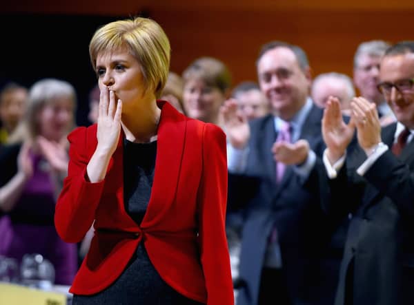 Nicola Sturgeon's first key note speech as SNP party leader at the party's annual conference on November 15, 2014 in Perth, Scotland.