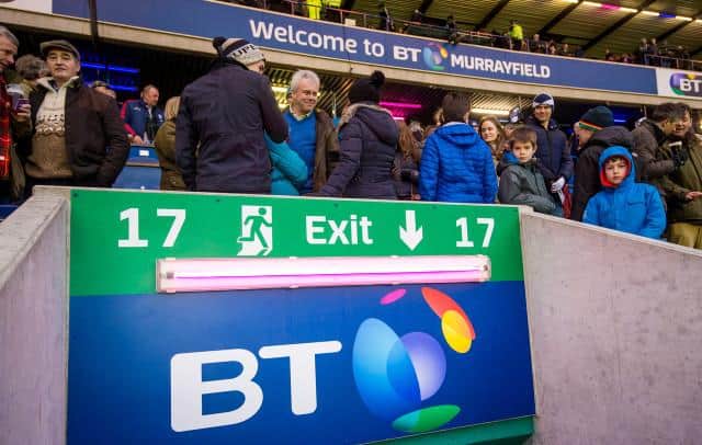 BT branding has adorned Murrayfield for several years under the sponsorship deal which will reach a decade under the new extension. (Picture: SNS)