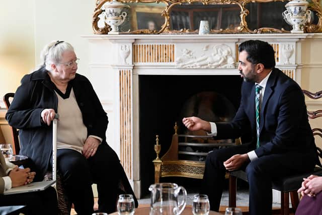 First Minister Humza Yousaf meets Margaret Caldwell, the mother of the late Emma Caldwell, at Bute House. Picture: Lesley Martin - Pool/Getty Images