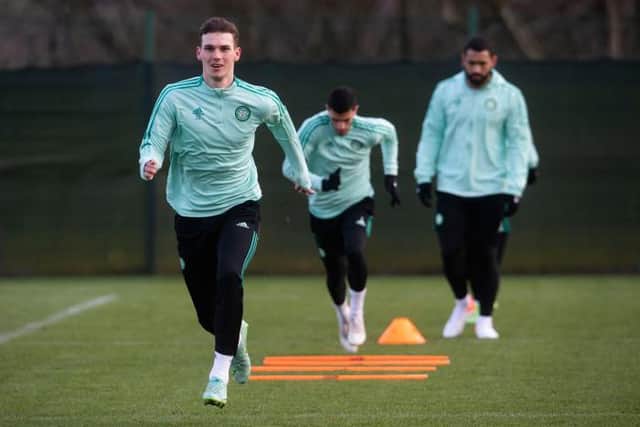 Liam Shaw during a Celtic training session at Lennoxtown, on December 03, 2021, in Glasgow, Scotland.  (Photo by Craig Foy / SNS Group)