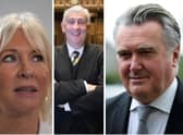 From left, Nadine Dorries, Lindsay Hoyle, and John Nicolson