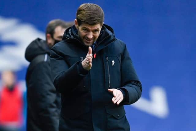 Rangers manager Steven Gerraerd making a point during his team's 1-0 win over Kilmarnock at Ibrox. (Photo by Rob Casey / SNS Group)