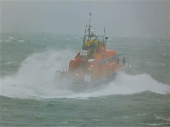 Oban Lifeboat racing through the storm. Picture: Moira Kerr