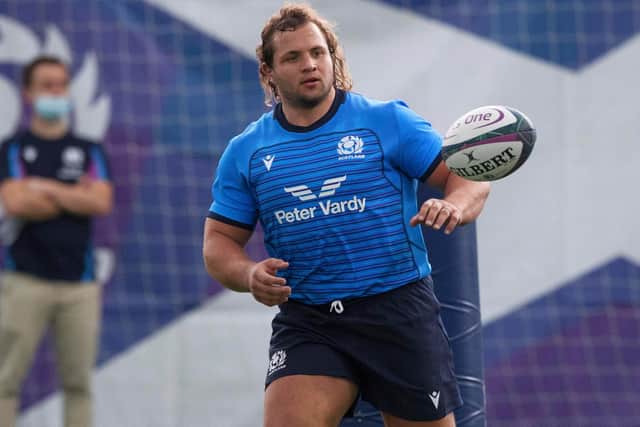 Pierre Schoeman during a Scotland training session at the Oriam this week. (Photo by Craig Williamson / SNS Group)