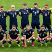 The Scotland team lines up ahead of the match