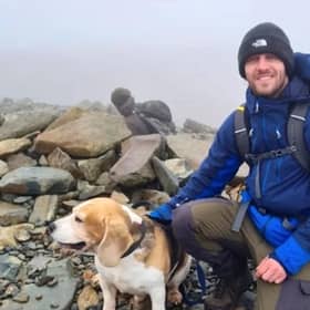 Kyle Sambrook, 33, with his beagle called Bane. Picture: Police Scotland/PA Wire