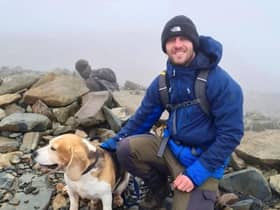 Kyle Sambrook, 33, with his beagle called Bane. Picture: Police Scotland/PA Wire