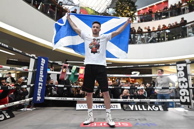 Josh Taylor during an open workout at the St Enoch's Centre, Glasgow ahead of his bout with Jack Catterall at OVO Hydro on Saturday. Pic: John Devlin