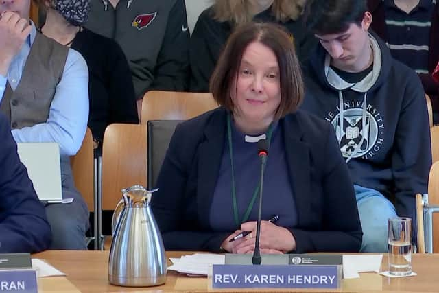 Revered Karen Hendry, of the Church of Scotland, appeared at the Equalities, Human Rights and Civil Justice Committee to lend her support to self-id. Susan Dalgety wonders where the dissenting voices were. PIC: Scottish Parliament.