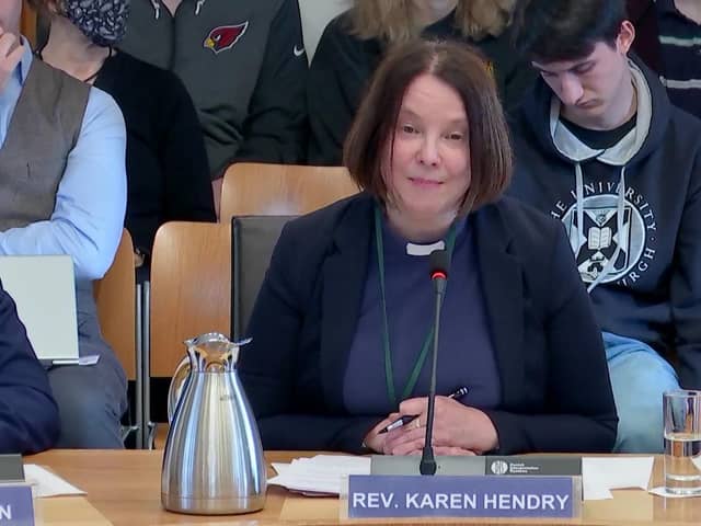 Revered Karen Hendry, of the Church of Scotland, appeared at the Equalities, Human Rights and Civil Justice Committee to lend her support to self-id. Susan Dalgety wonders where the dissenting voices were. PIC: Scottish Parliament.