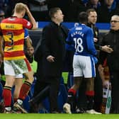 Partick manager Ian McCall speaks to Rangers manager Michael Beale. (Photo by Craig Williamson / SNS Group)