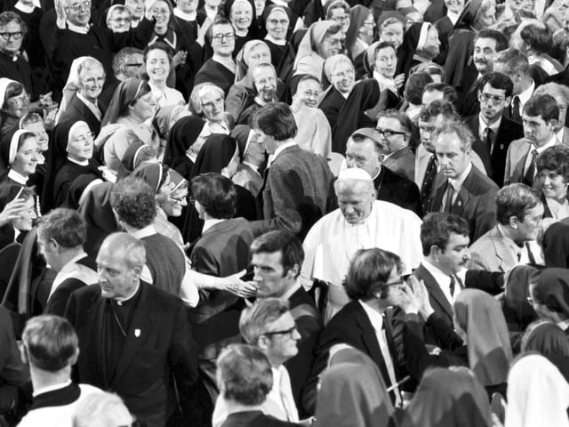 Pope John Paul II meets members of the Roman Catholic church at St Mary's Cathedral in Edinburgh.