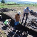 Excavations of the cursus monument at Drumadoon on the west coast of the isle of Arran.