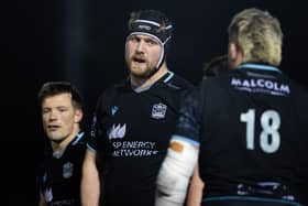 Glasgow Warriors' Max Williamson, centre, has retained his place in the second row for the Champions Cup round of 16 tie with Harlequins. (Photo by Ewan Bootman / SNS Group)
