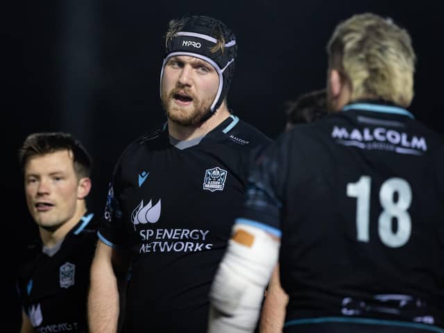 Glasgow Warriors' Max Williamson, centre, has retained his place in the second row for the Champions Cup round of 16 tie with Harlequins. (Photo by Ewan Bootman / SNS Group)