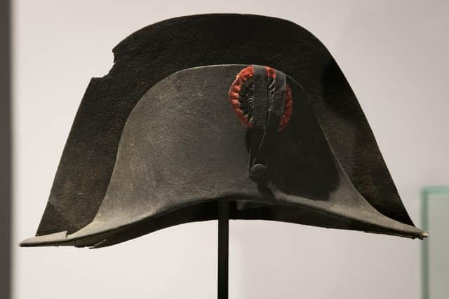 Napoleon's hat is on display during the exhibition 'Napoleon: From Waterloo to Saint Helena, birth of the legend', at the Waterloo 1815 memorial in Braine-L'Alleud. Picture: Benoit Doppagne/BELGA/AFP via Getty Images